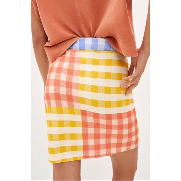 NEW Anthropologie Farm Rio Plaid Gingham Checkerboard Knit Mini Skirt X-Small - Picture 2 of 3